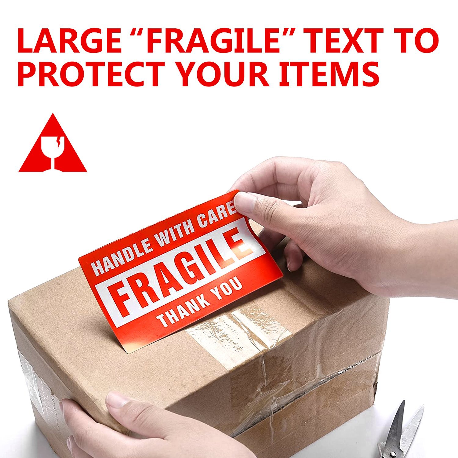 500PCS 1Roll Fragile Stickers 2×3 Fragile Label Sticker Handle With Care Mailing