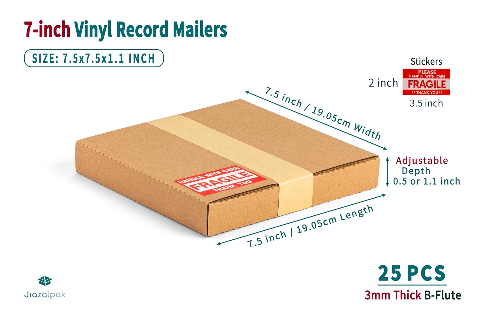 7 Inch 45 RPM Record Mailers (NOT for 12″ LPs), 7.5 x 7.5 x 1.1 Inch Corrugat…