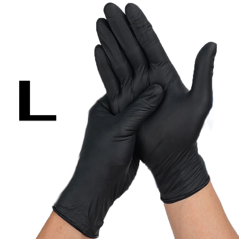 50/100/200/400/1000Pcs Cleaning Gloves, Nitrile Gloves, Black Food Grade Disposa
