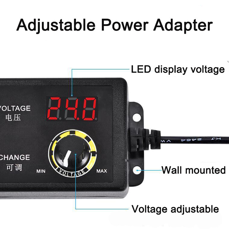 Adjustable Voltage 3 to 24V AC / DC Switch Power Supply Adapter W/LED Display US