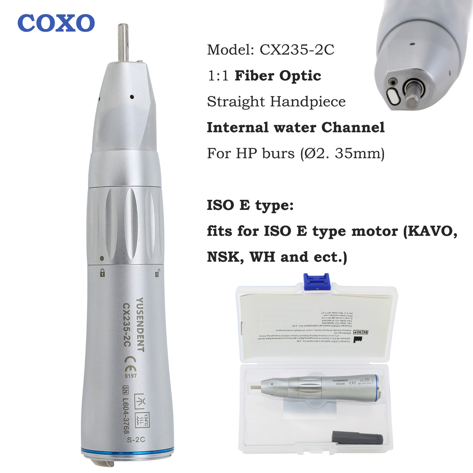 COXO Dental Slow Speed Contra Angle 1:1 1:5 6:1 10:1 Handpiece Air Motor 4Hole