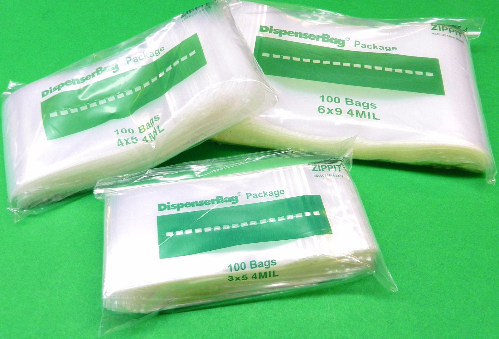 300 Zippit Reloc Bags 4mil H.D. Assortment Sizes 3×5 4×6 6×9 100 Each Zip Seal