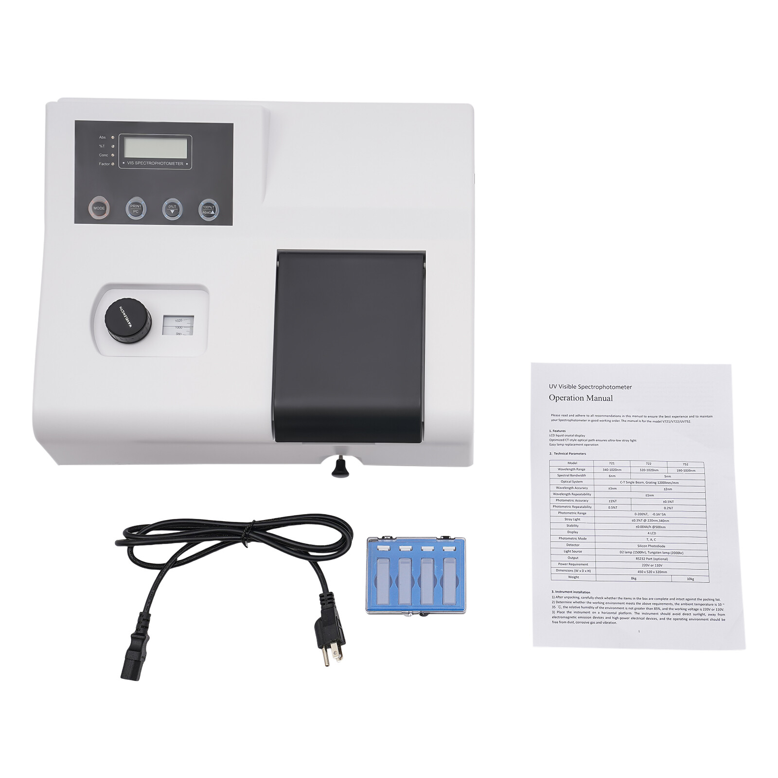 Digital Visible Spectrophotometer 350-1020nm Laboratory Spectrometer Equipment~
