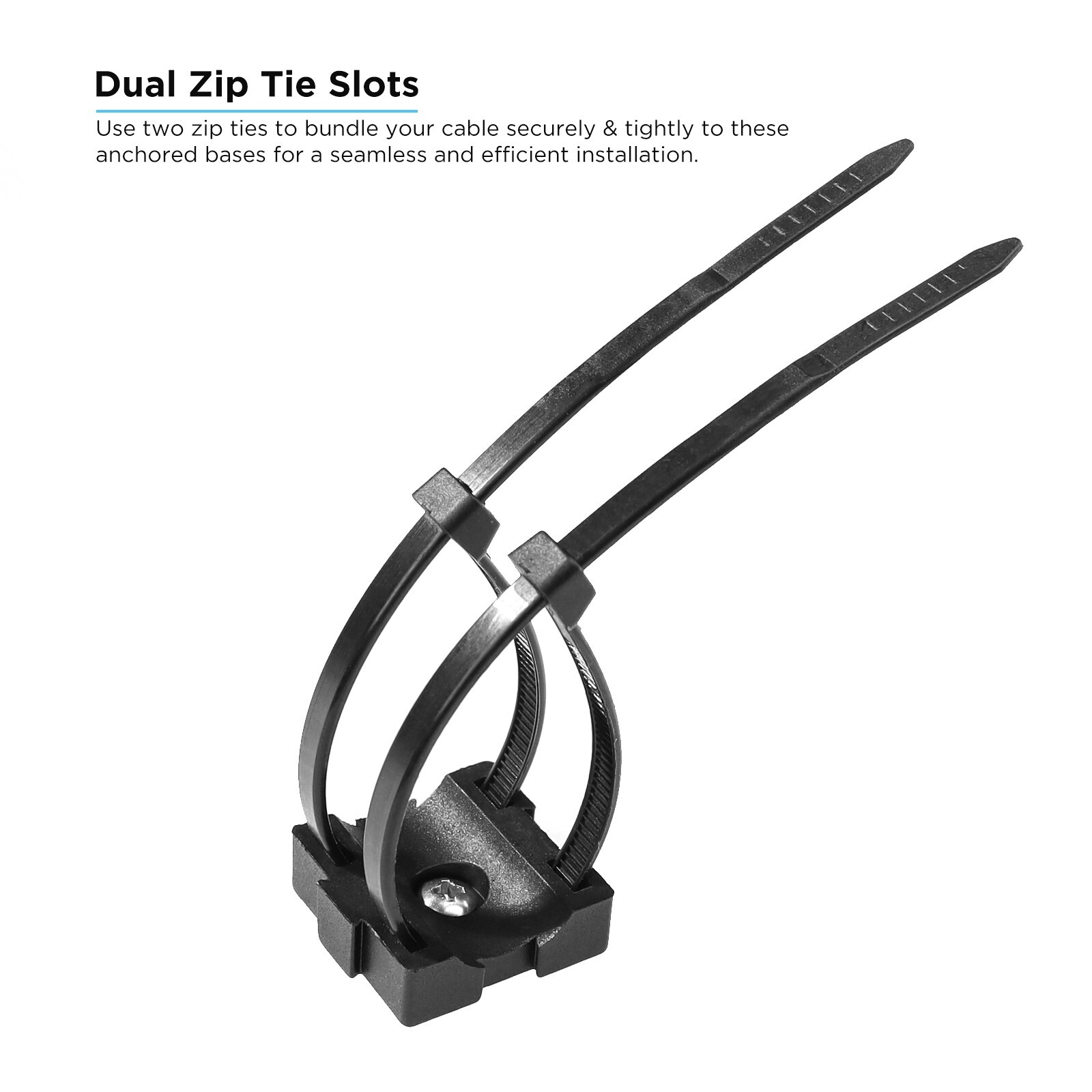 Recoil ZTM25-K100 100Pcs Modular Cable Zip Tie Mounts, Dual Slots, Size 1” X 1”