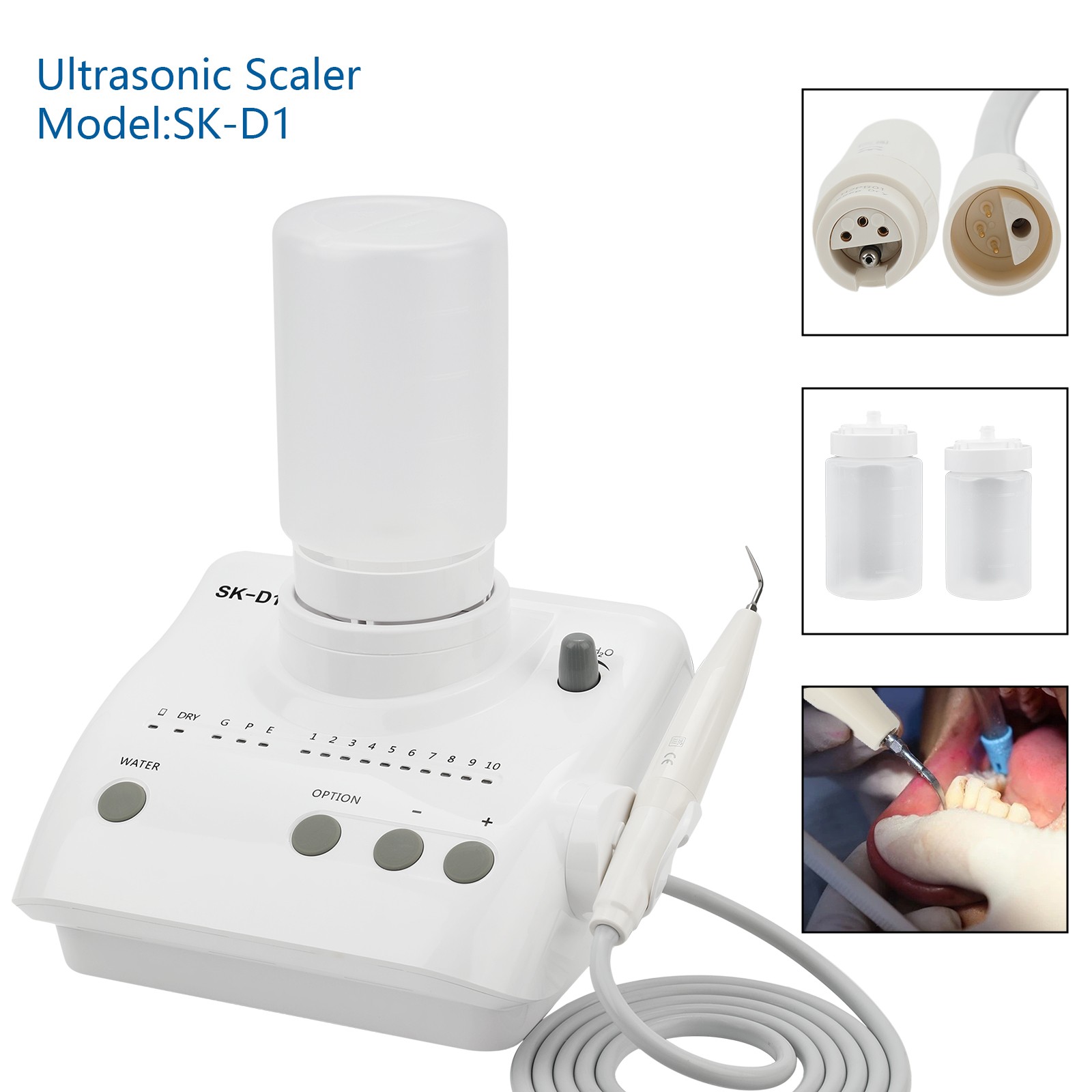 SK-D1 Dental Ultrasonic Piezo Scaler Unit w/2*Bottles 5*Tips For DTE SATELEC FDA
