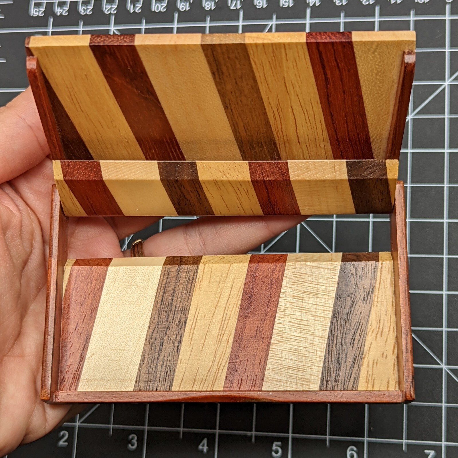 Aloha Hawaii Palm Tree Mixed Tri Color Multicolor Wood Business Card Holder