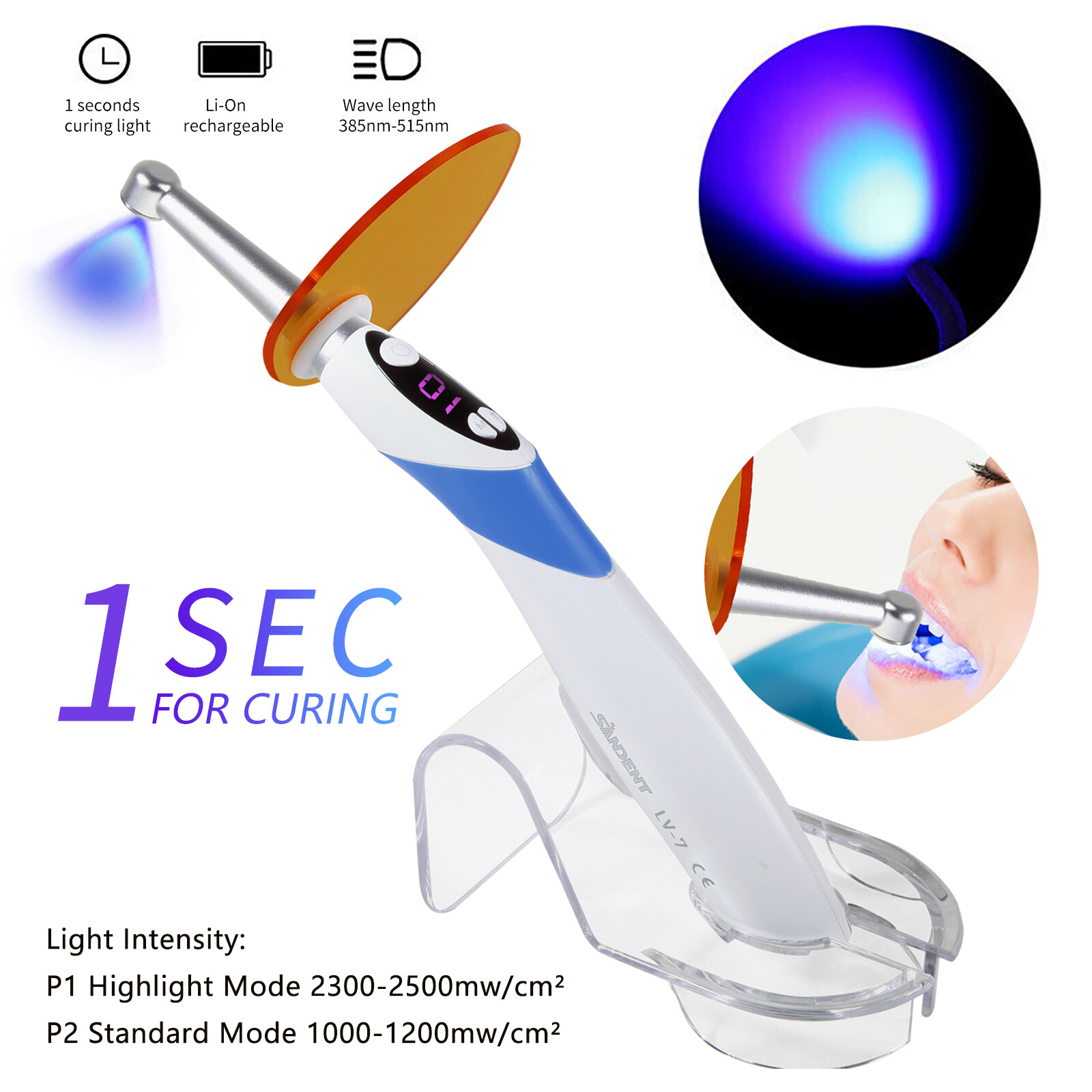 1/3s Dental Curing Light Lamp Dental Light Cure FOTOPOLIMERIZADOR Dental Resin
