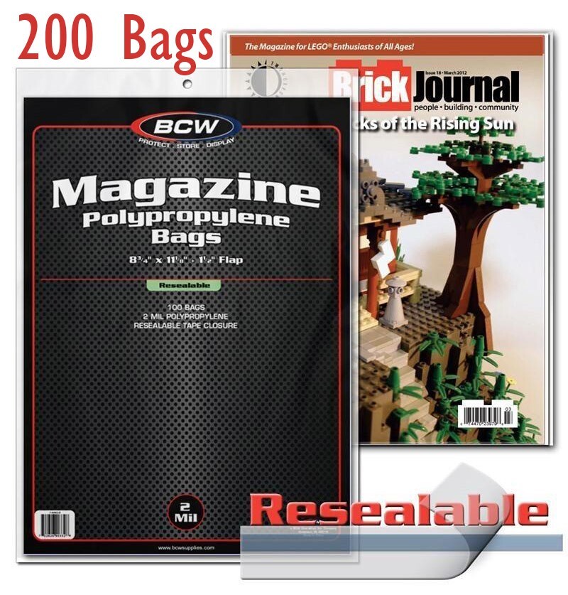 200 Resealable Magazine Protection Bags Safe Storage Sleeves 2 Mil Long Term BCW