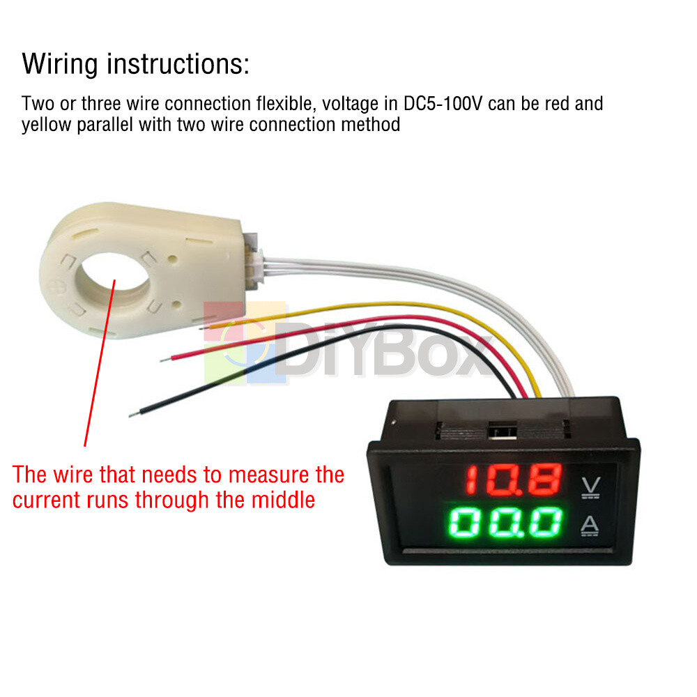 DC0-300V 50/100/200/400A Digital Current Voltage Meter Hall Ammeter Voltmeter