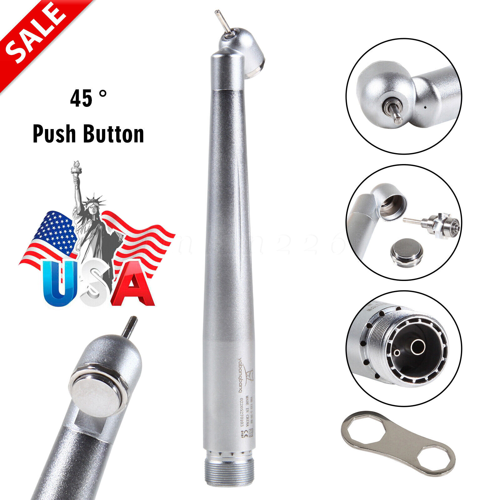 45 Degree Dental Surgical High Speed Handpiece Push Button Single Spray 2-Holes