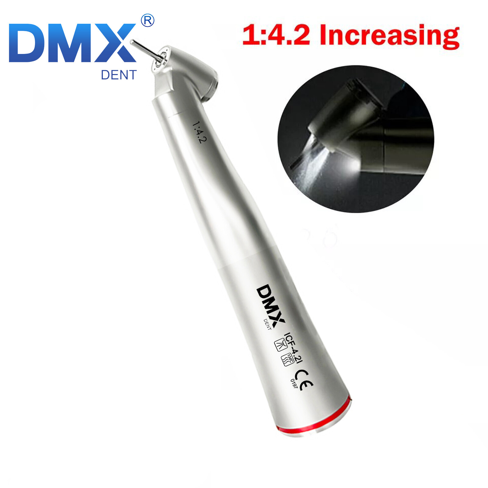 DMXDENT Dental 1:1/1:4.2 /1:5 Contra Angle Fiber Optic LED Low Speed Handpiece