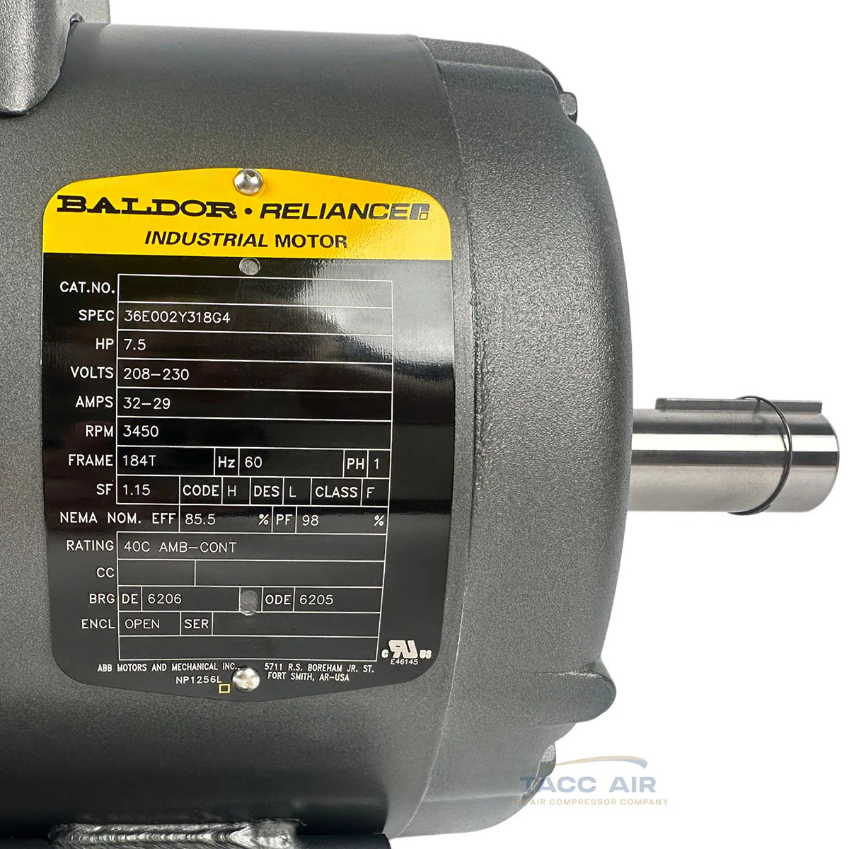 Baldor 7.5 Hp Electric Motor 3450 RPM 184T Frame 1 Ph Single Phase 208 230 240 V