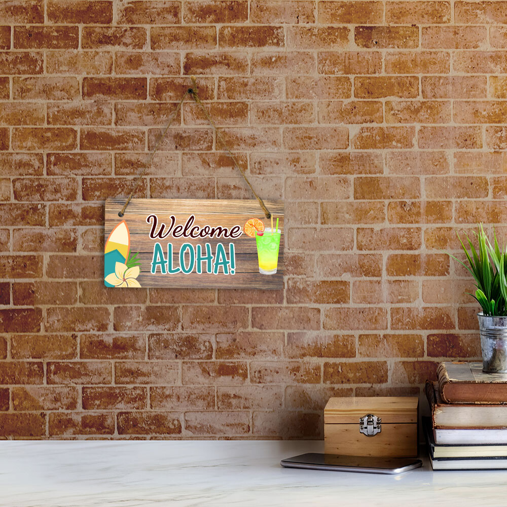 Welcome Aloha! 5×10 Hanging Plus Wall or Door Sign | Home Decor