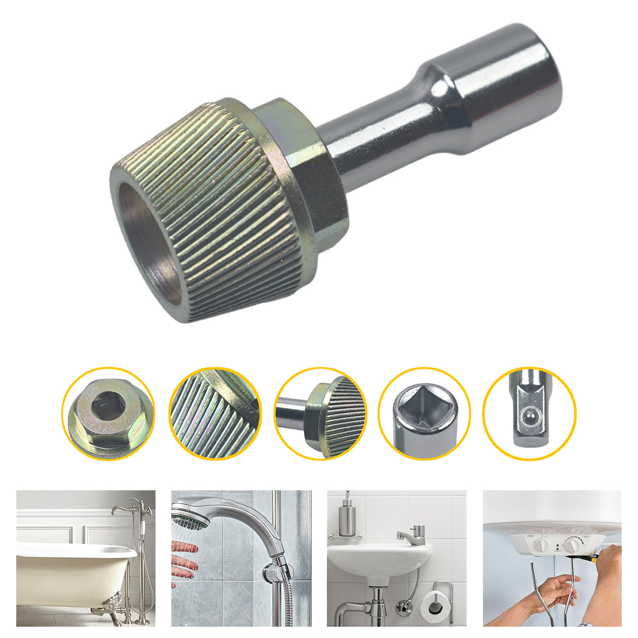 1.5” Tub Drain Extractor with 1/2” Socket Bathtub Remover Colourful Galvanized
