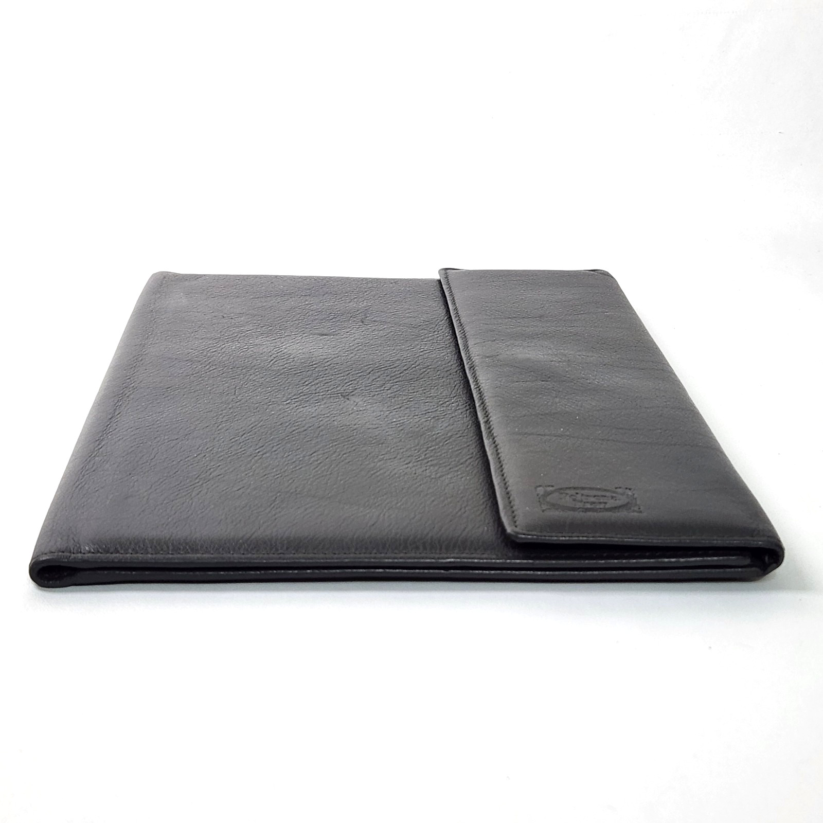 Poltrona Frau Leather Portfolio Dark Gray Snap Flap Close for 8.5 x 11 Notepad