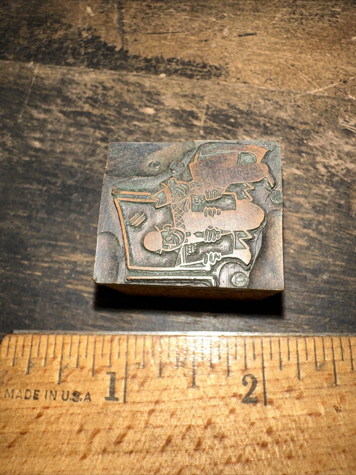 Print Block ( 2 Smiling Men ) Copper Face Printing Block