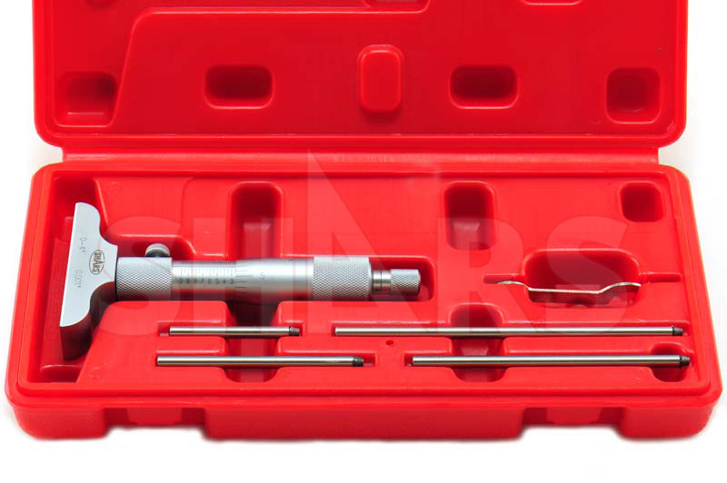 SHARS 0- 4″ DEPTH MICROMETER 2.5″ BASE .001″ SATIN HARDENED NEW P}