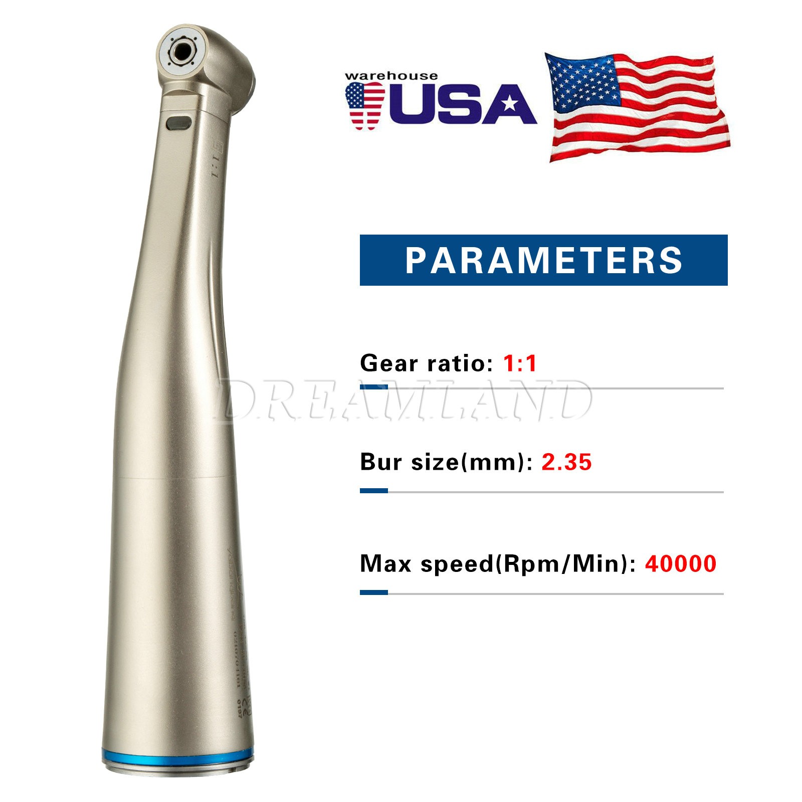 NSK Style Dental Brushless LED Electric Micro Motor/1:5 Increasing Handpiece USA