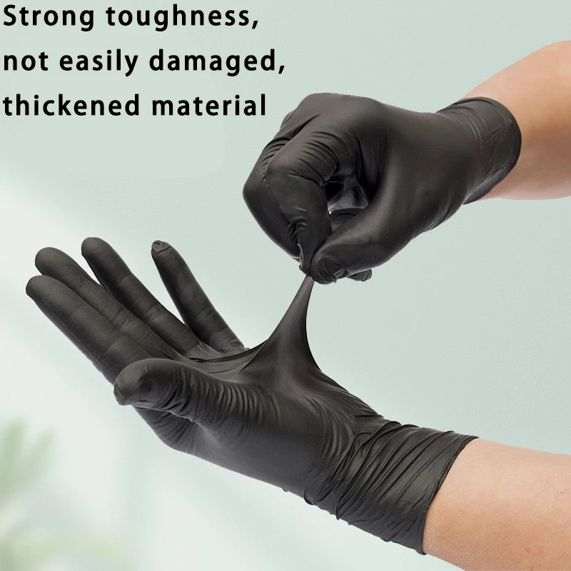 50/100/200/400/1000Pcs Black Nitrile Food Grade Disposable Gloves, Household Kit