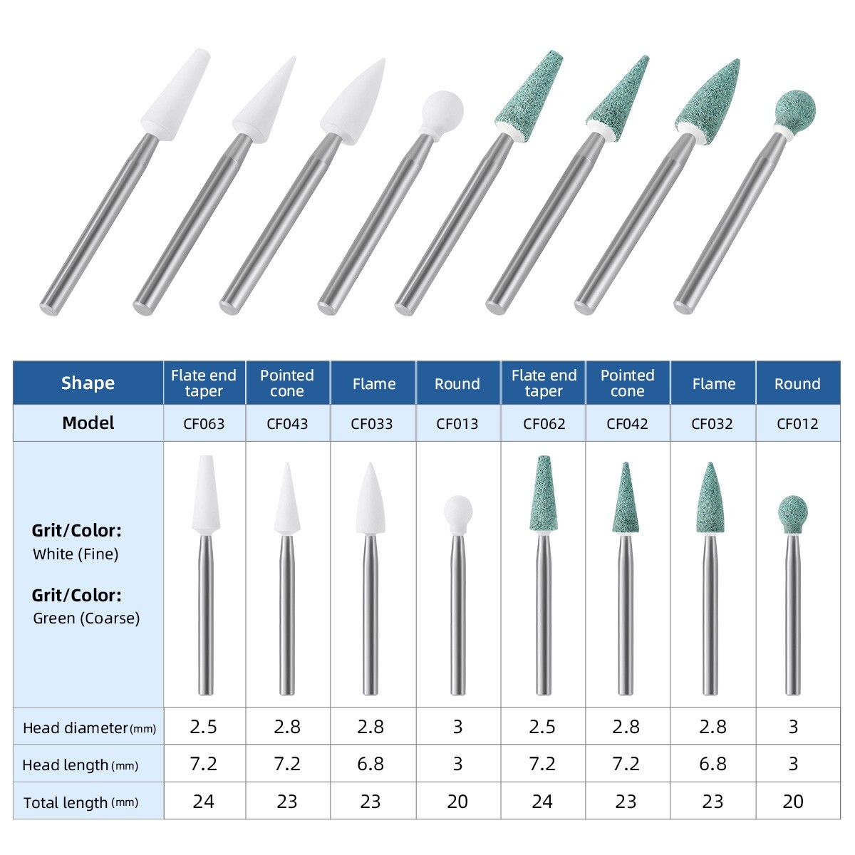 Dental LED Fiber Optic High Speed Handpiece/Polishing White/ Green Stone FG Burs
