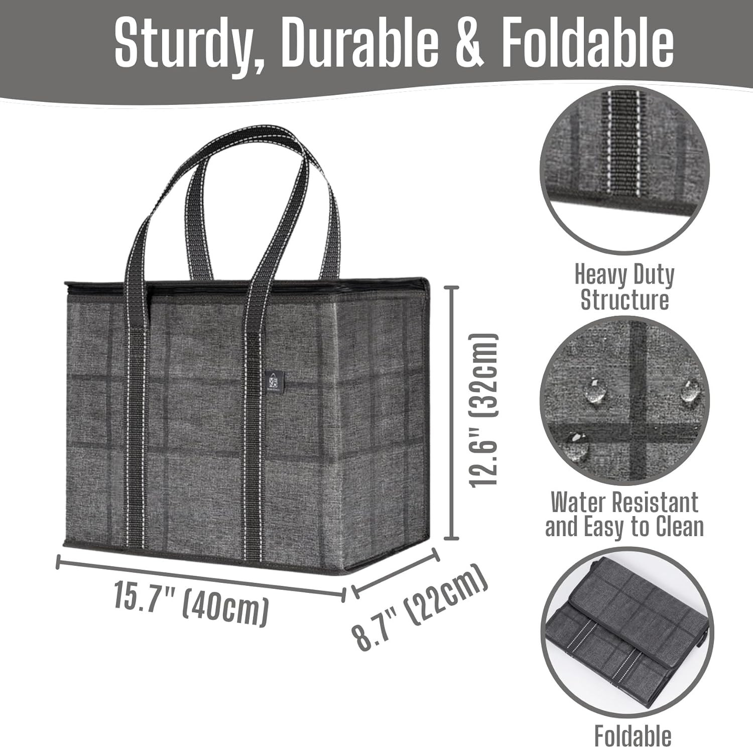 VENO 2 Pack Cooler Bag and Insulated Grocery Bags for Food Delivery, Collapsible