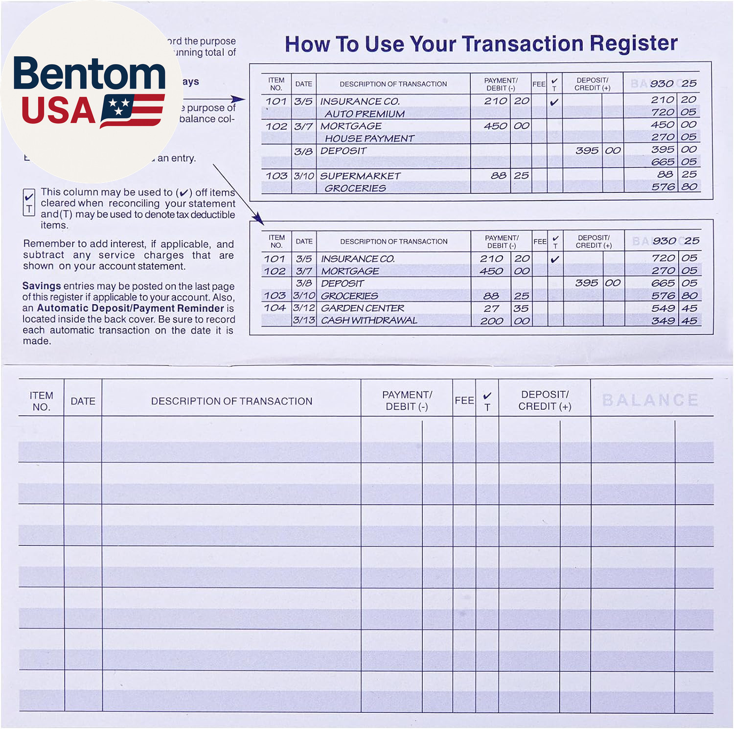 24 PCS Check Registers for Personal Checkbook, Easy to Read Checkbook Register