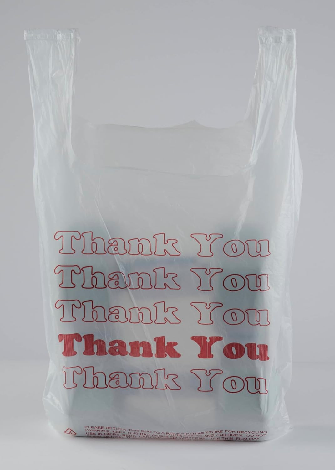 White Thank You Bags Case of 1000-11 ½” X 6″ X 21″ – Thickness .48Mil HDPE- Stan