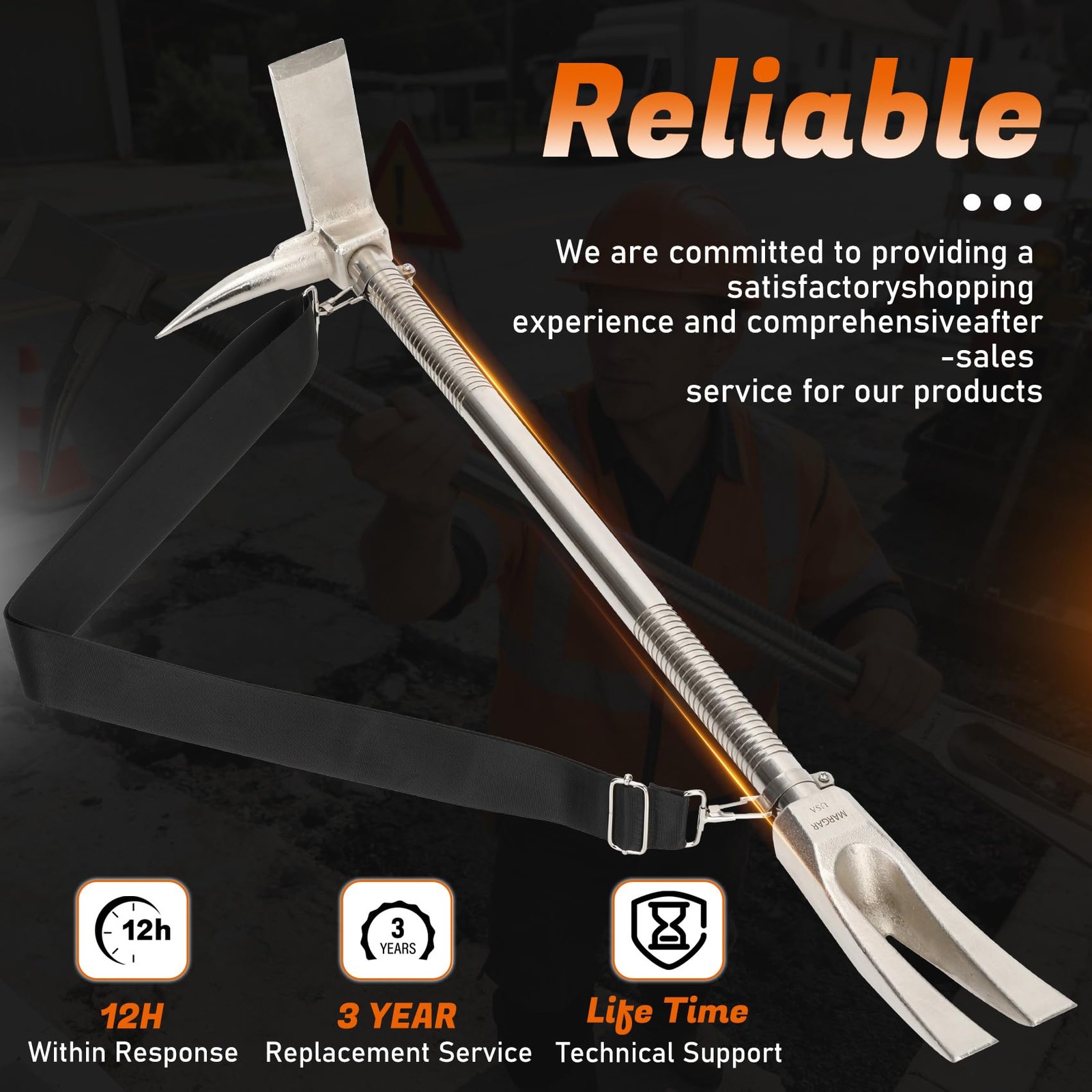 30″ Halligan Tool, Halligan Bar with Carry Strap for Fire Rescue, Tactical Br…
