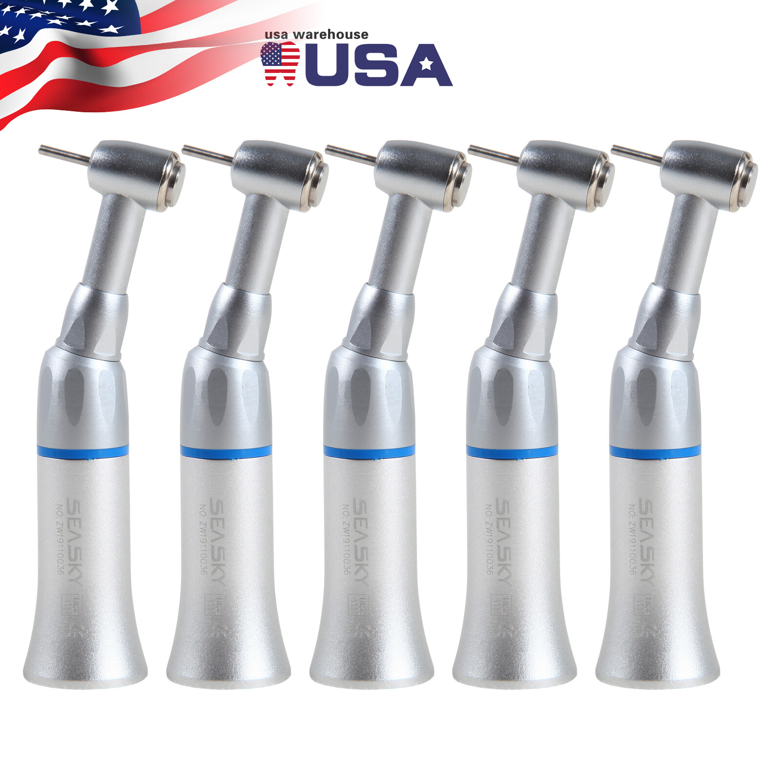 1-5* Dental Low Speed Contra Angle Handpiece Push Button Fit FG 1.6mm Burs YAG