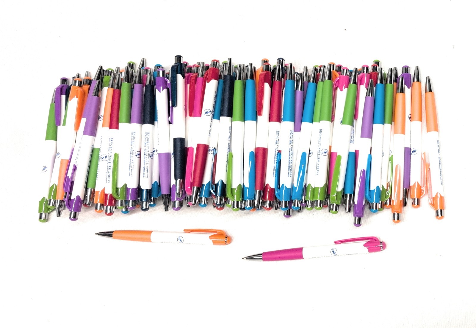 500 Bulk Misprint Pens Lot MARDI GRAS by HUB PEN White & Multicolor Mixed Case
