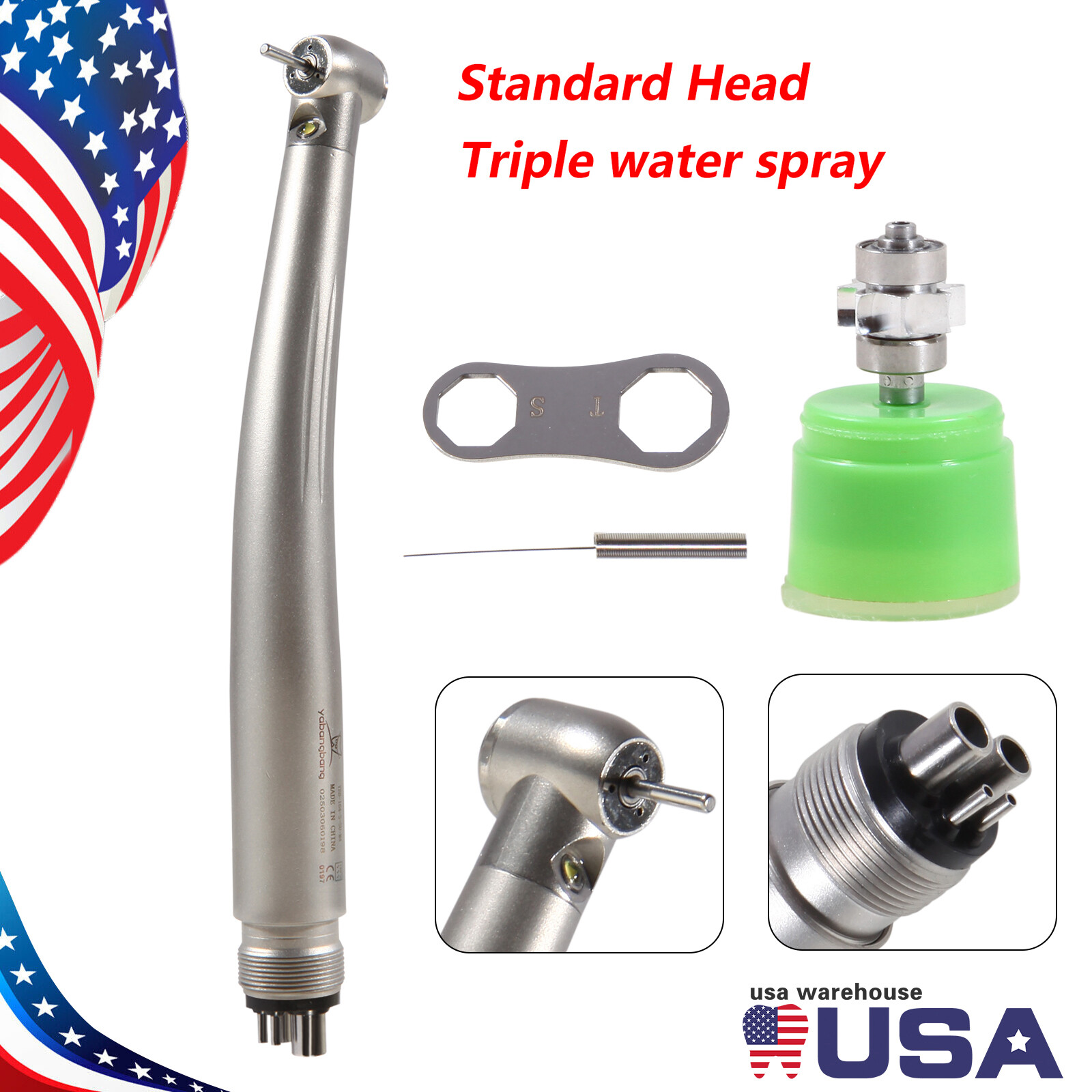 Dental LED E-generator High Speed Handpiece Standard Head Triple Way Spray 4Hole