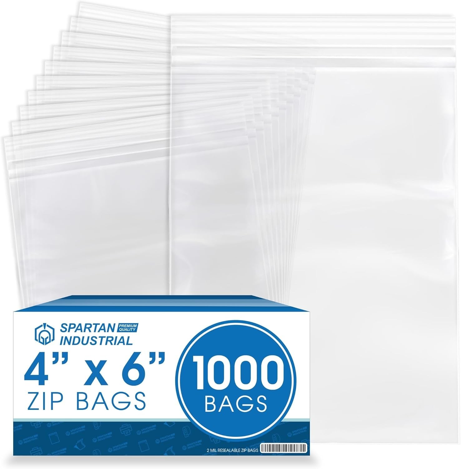 4” X 6” 1000 Count 2 Mil Clear Reclosable Zip Plastic Poly Bags with Resealab…