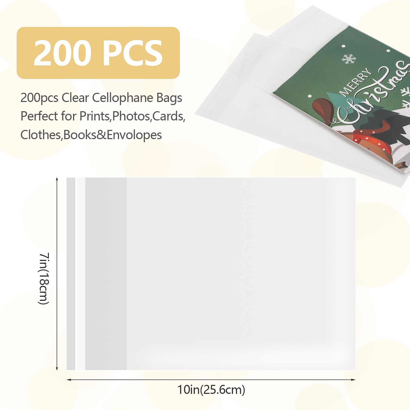 Self Sealing Cellophane Bags – 200 Pcs, 7×10 In, Clear Plastic, 1.4 Mil for C…