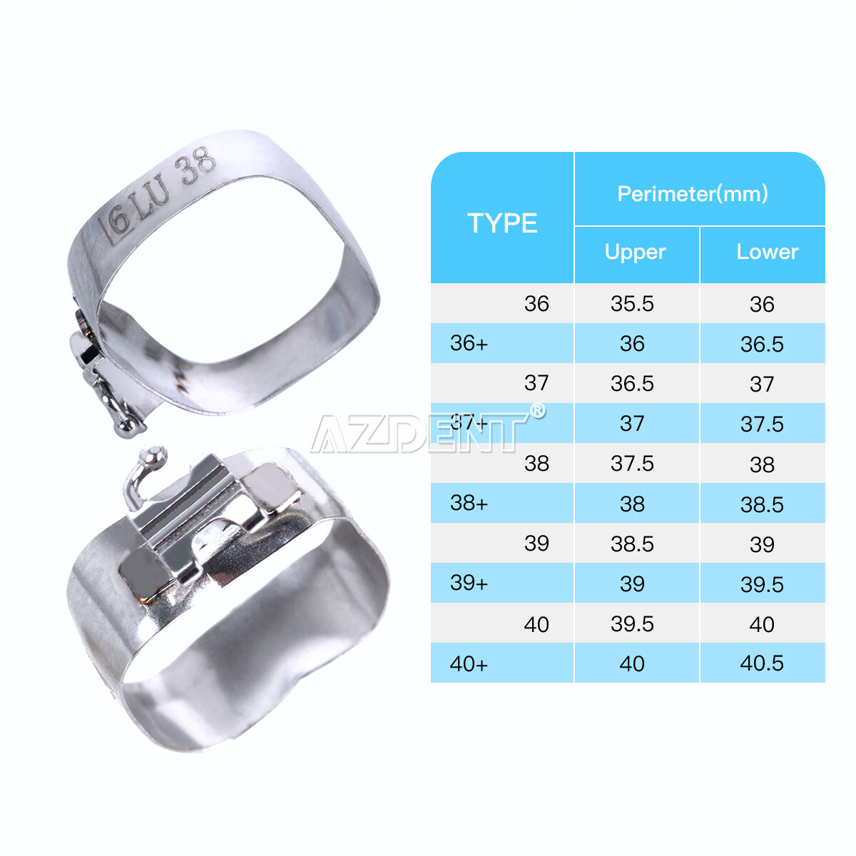3 X Dental Ortho M series 1st Molar Bands Roth.022 Single Tube U/1 L/1 36#-40+#