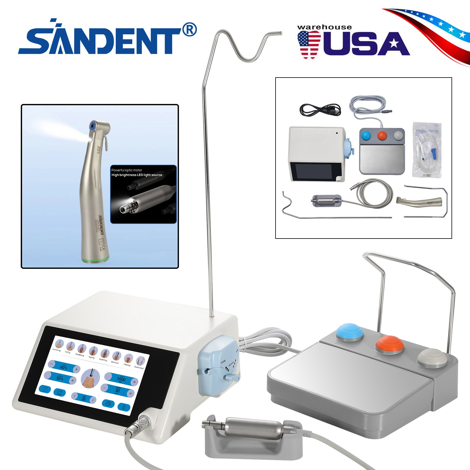 ST Dental Implant Motor Surgical System Brushless Motor 20:1 LED Contra Angle us