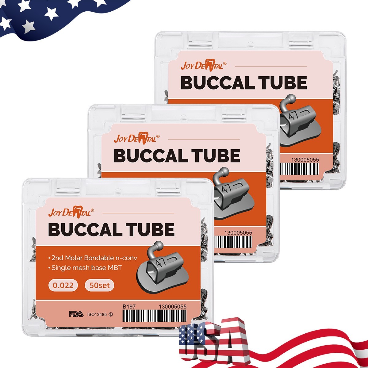200pcs Dental Ortho Buccal Tubes 2nd Molar MBT 022 Non-Conv Mesh Base Joydental