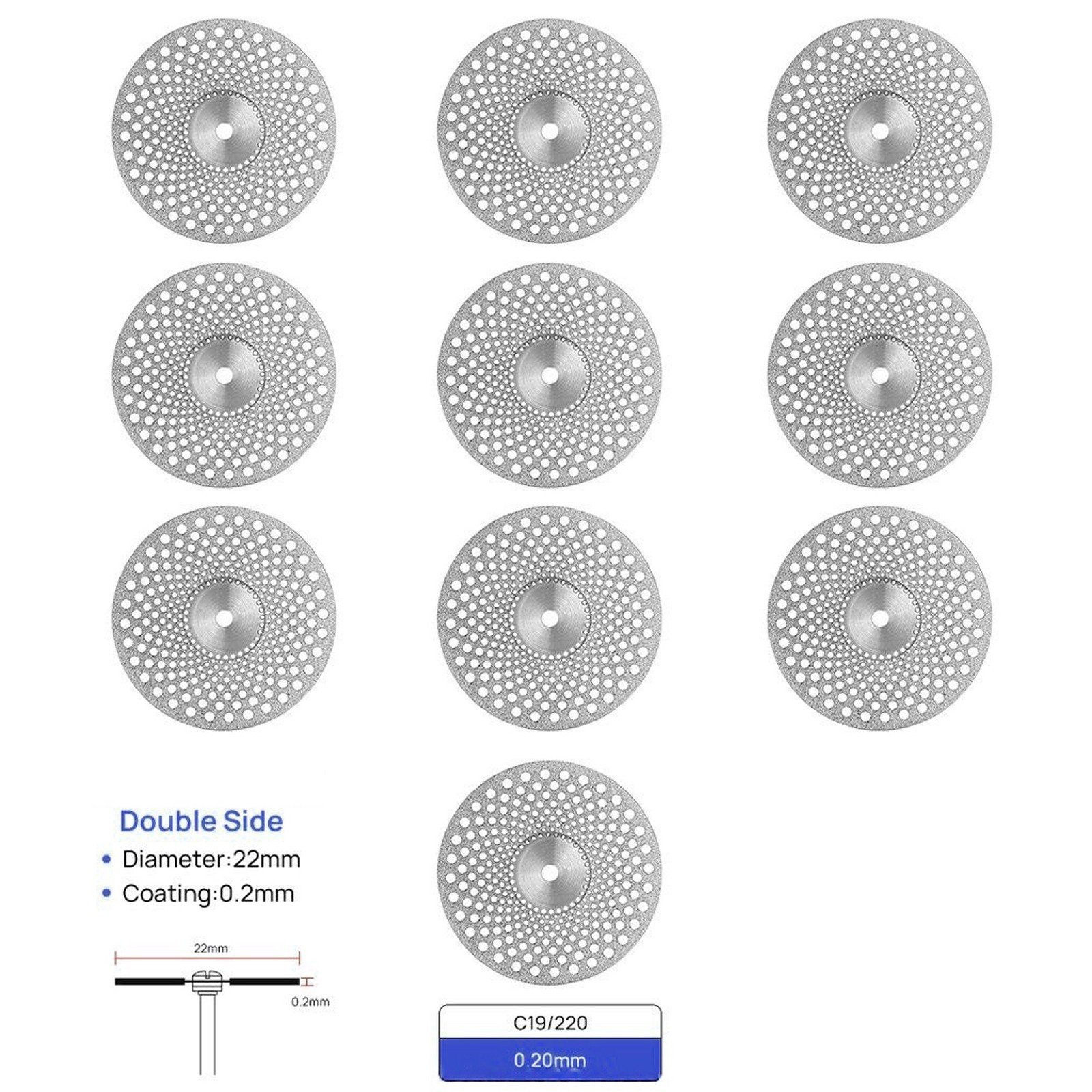 Dental Lab Diamond Wheel Disc Ultra-thin Double Side Grit Disk Cutting Tool 22mm
