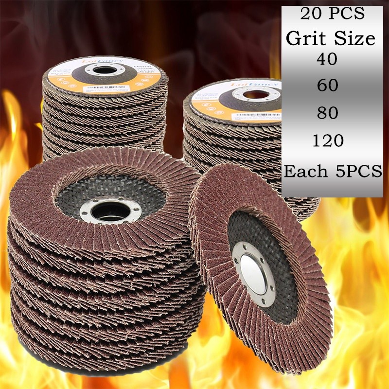 20x Flap Disc 4.5″ 4-1/2 40 60 80 120 Grit Angle Grinder Sanding Grinding Wheels