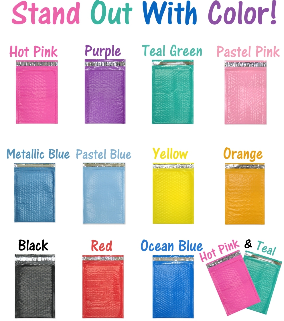 8.5×12 Colored Poly Bubble Mailers Pink,Teal, 8×12 Shipping Mailing Envelopes #2