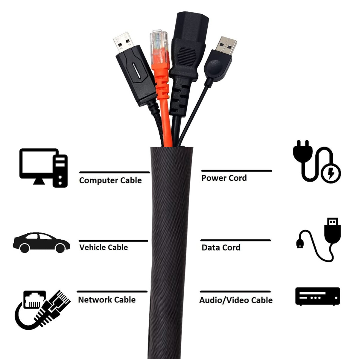 Braided Split-Sleeve Wire Loom for High-Temp Auto Harness Wrapping 5’&28’Length