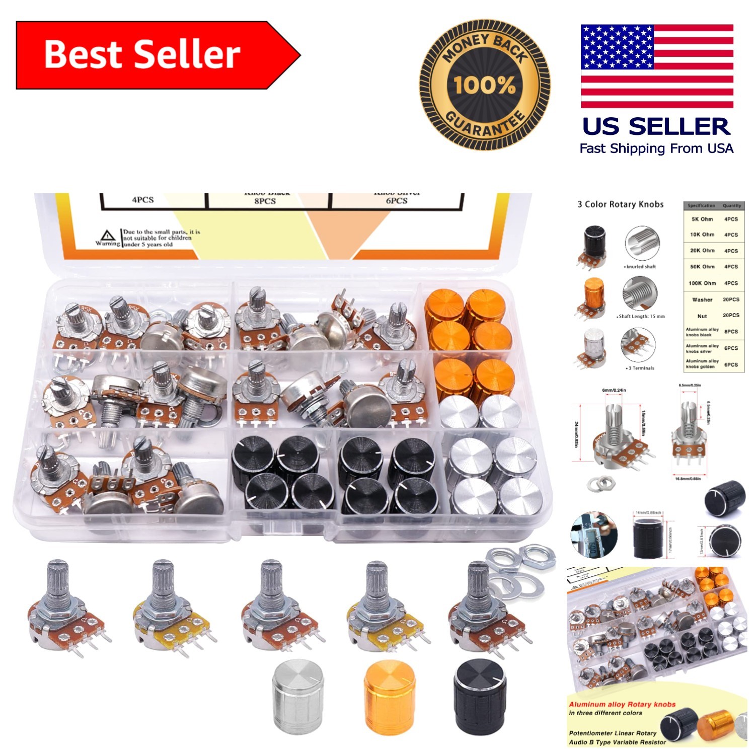 Professional 80PCS Potentiometer Set – 5 Types, Ideal for DIY Audio Applications
