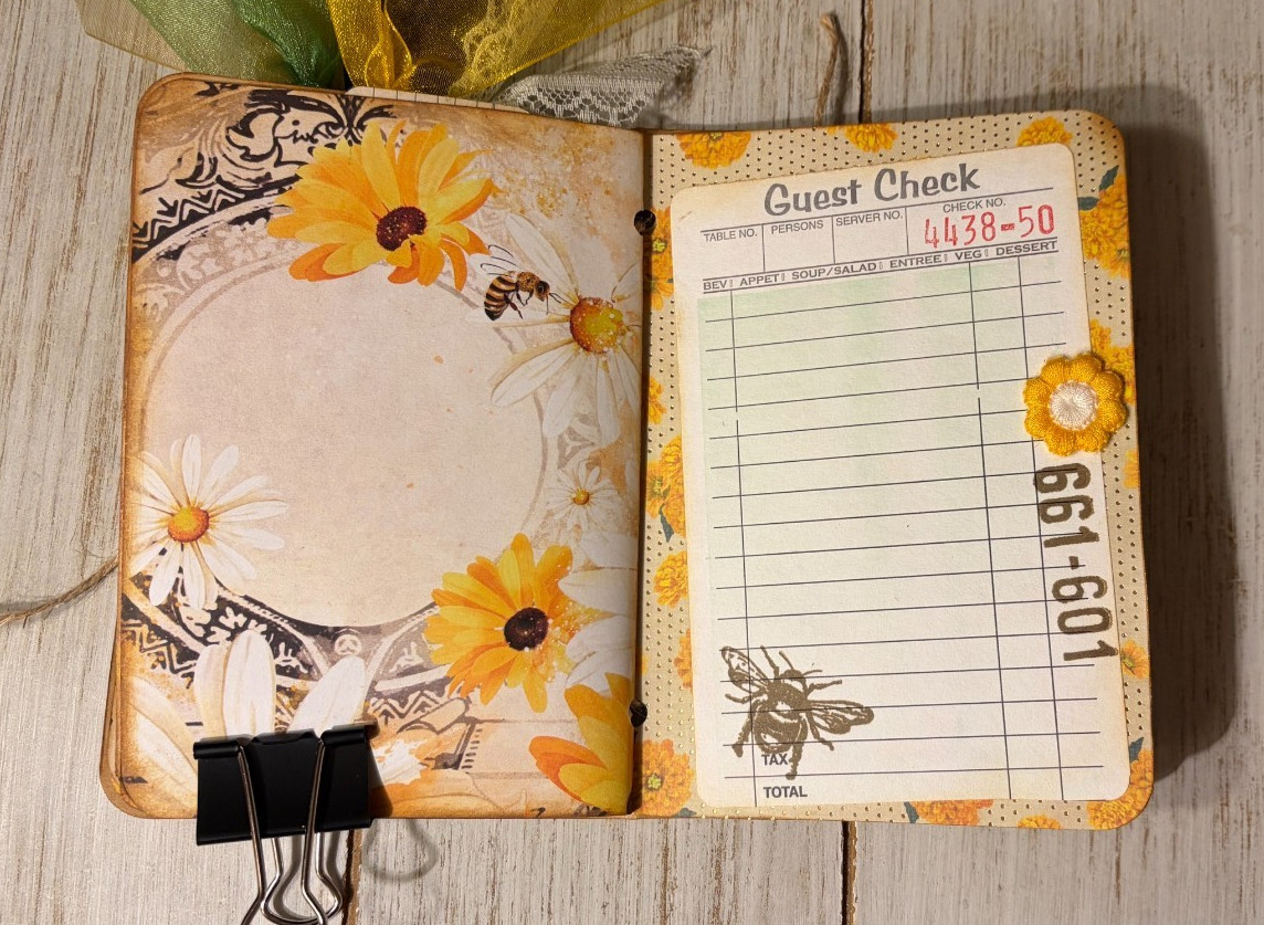 Junk Journal Handmade Booklet Book Vintage “Honey Bees” Pockets, Ephemera