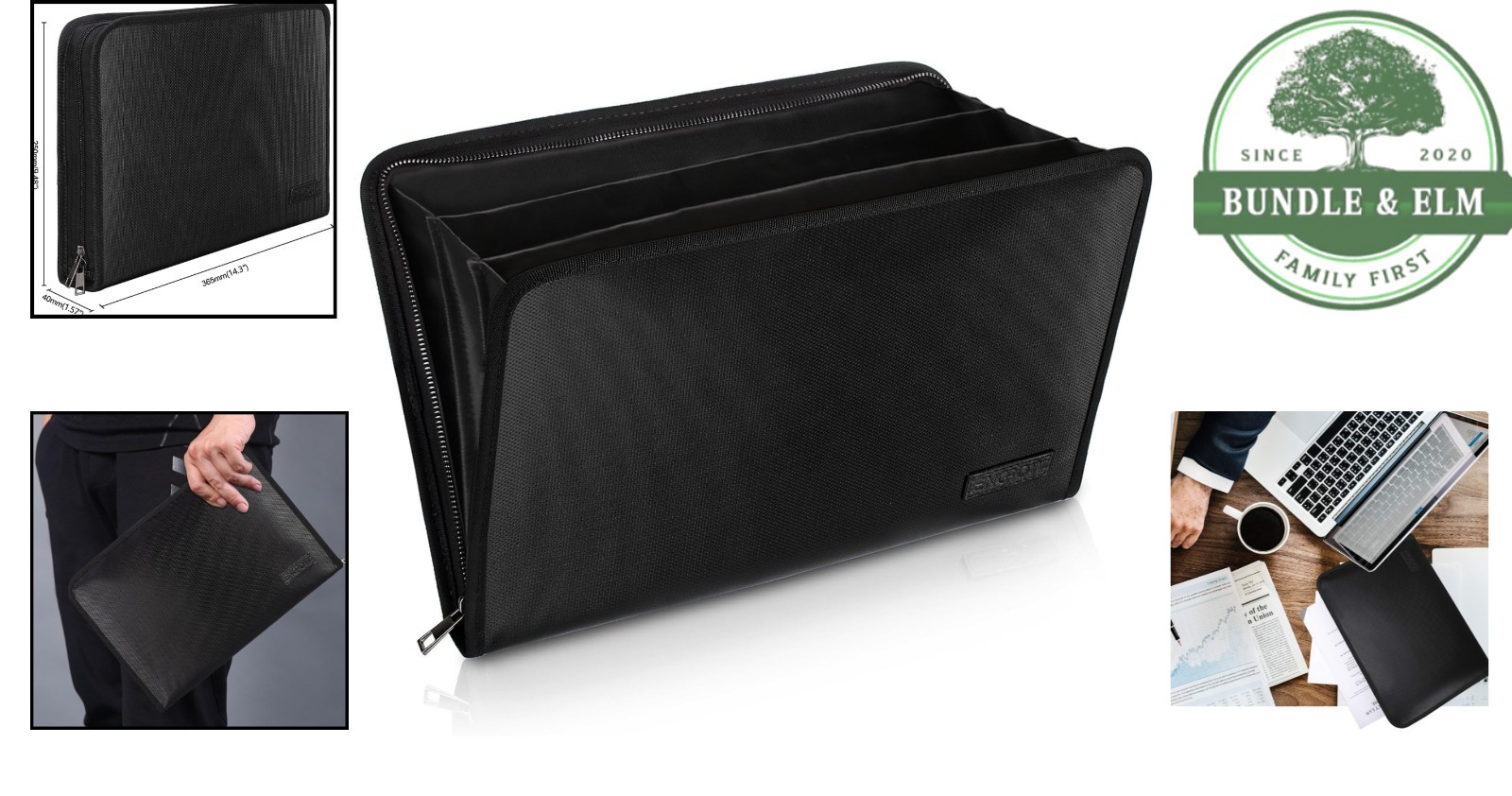 Durable Waterproof Document Pouch with Fireproof Features and Zipper Closure