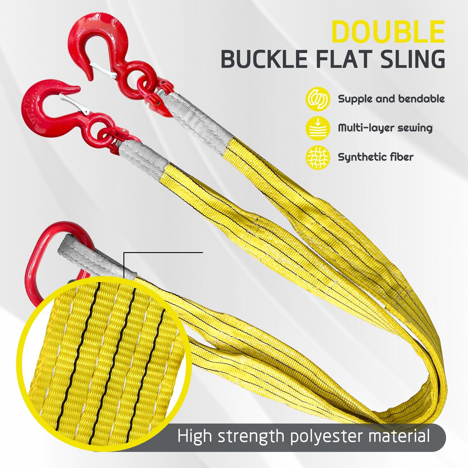 Lifting Slings Straps with Hooks 5ft Leg Bridle Web Sling 13227lbs Capacity G…