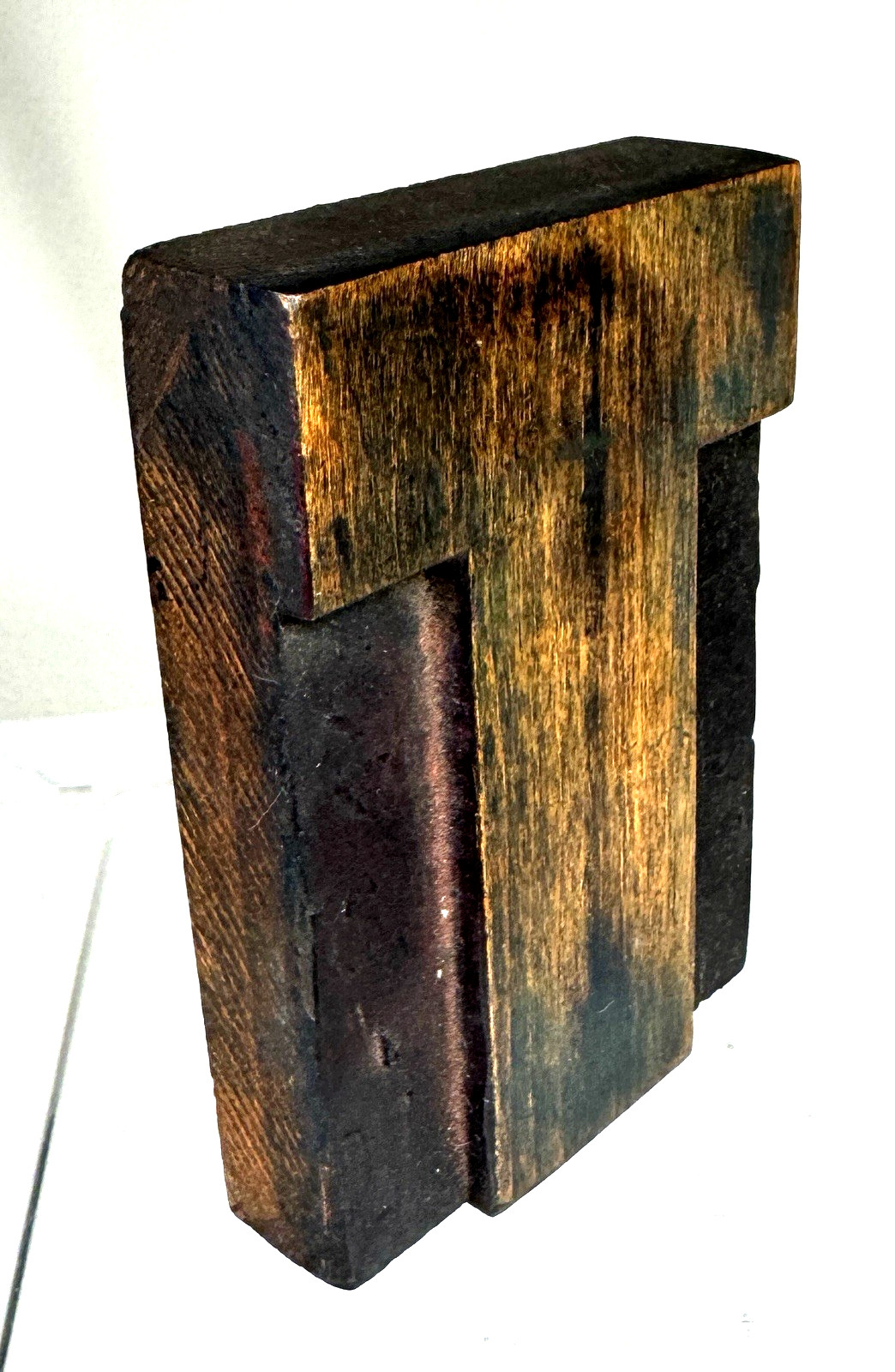 Vintage Large Wood Letter T “T” Letterpress Print Type UNIQUE FONT 4″