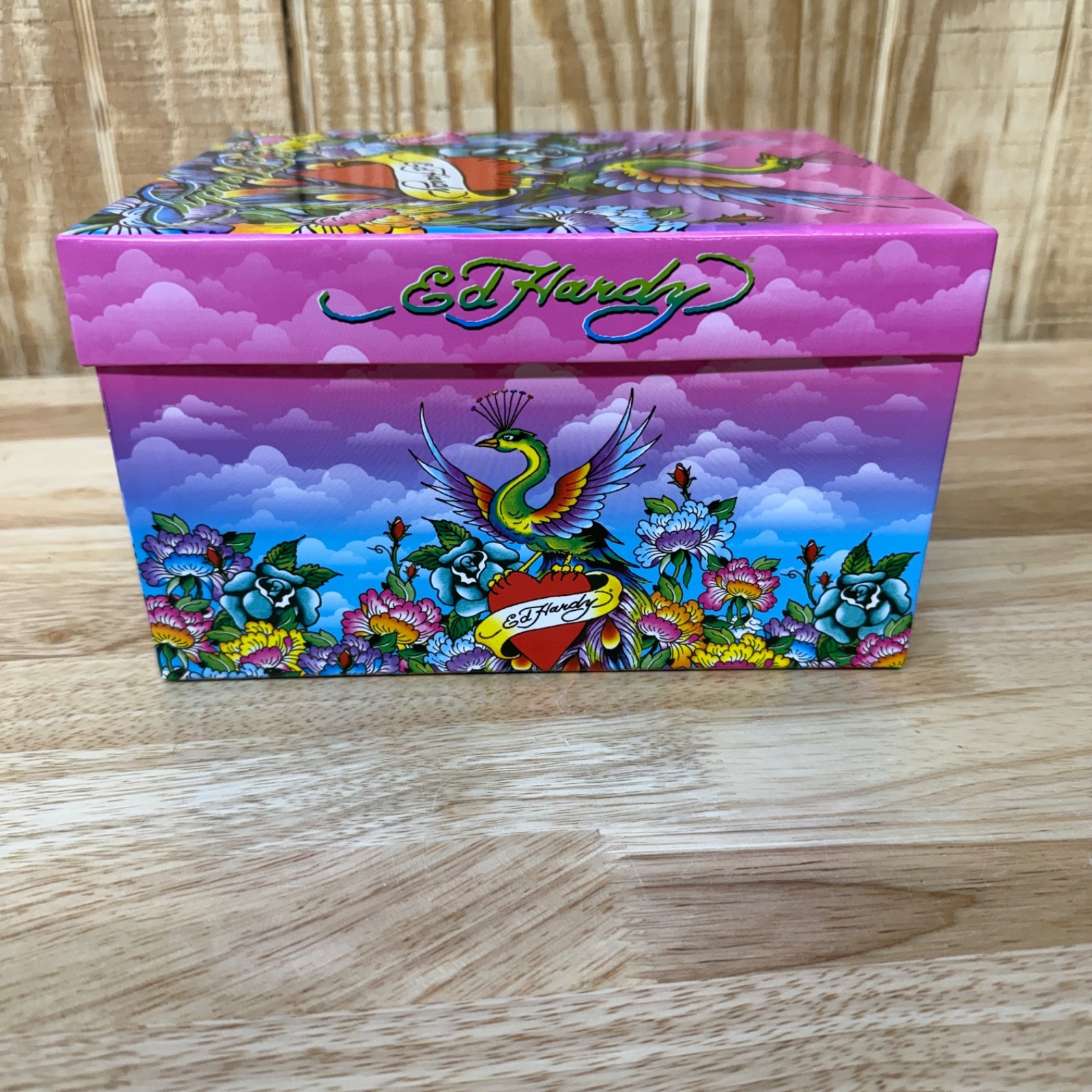 Ed Hardy Lisa Frank Love Kills Slowly Peacock Heart Design Hanging File Box 2009