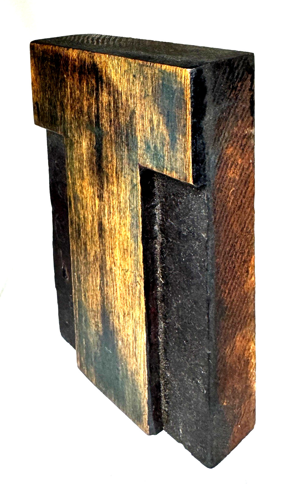 Vintage Large Wood Letter T “T” Letterpress Print Type UNIQUE FONT 4″