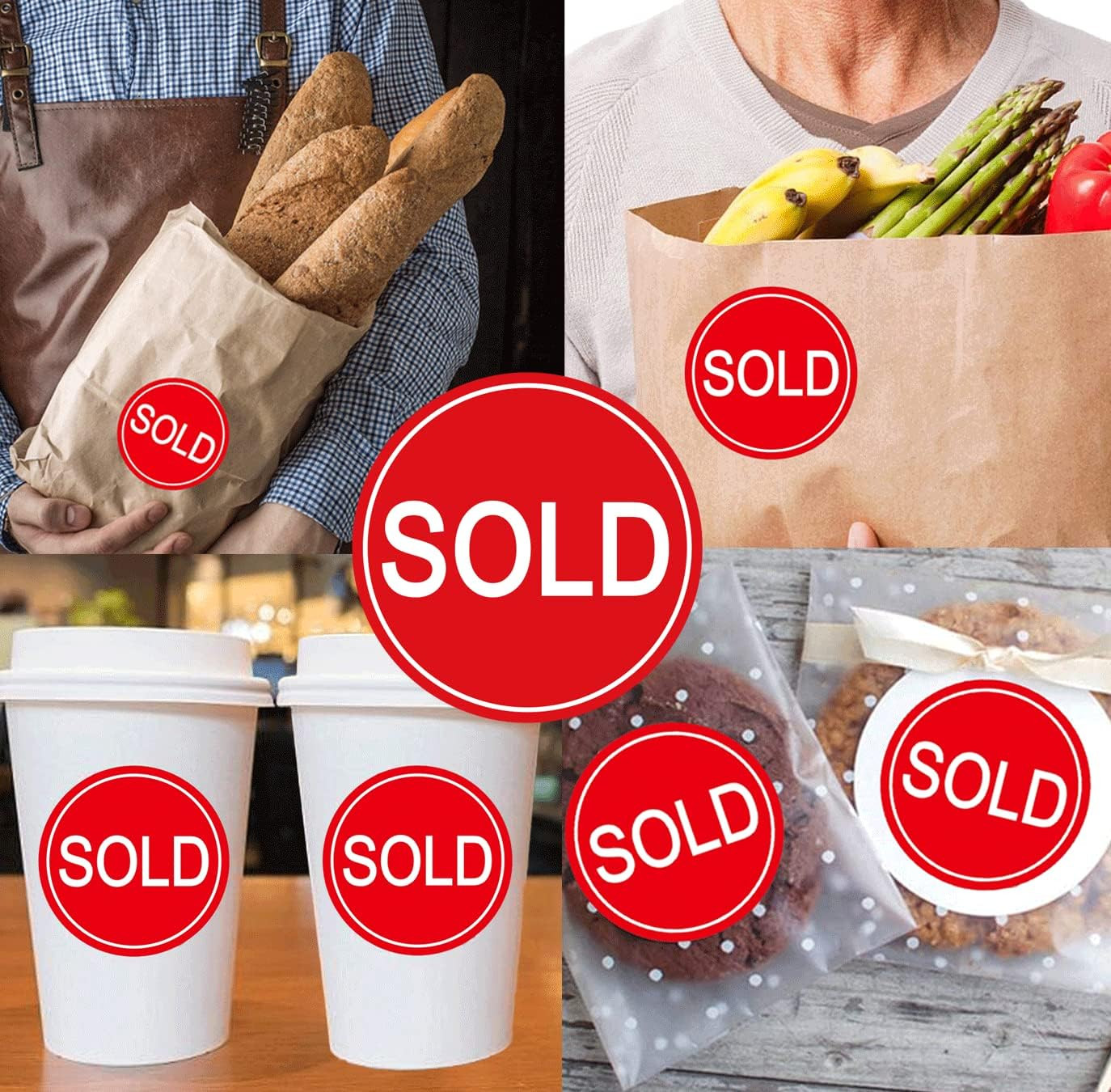 500 PCS Sold Stickers Small round Sold Point of Sale Pricing Labels 1 Inch Self-