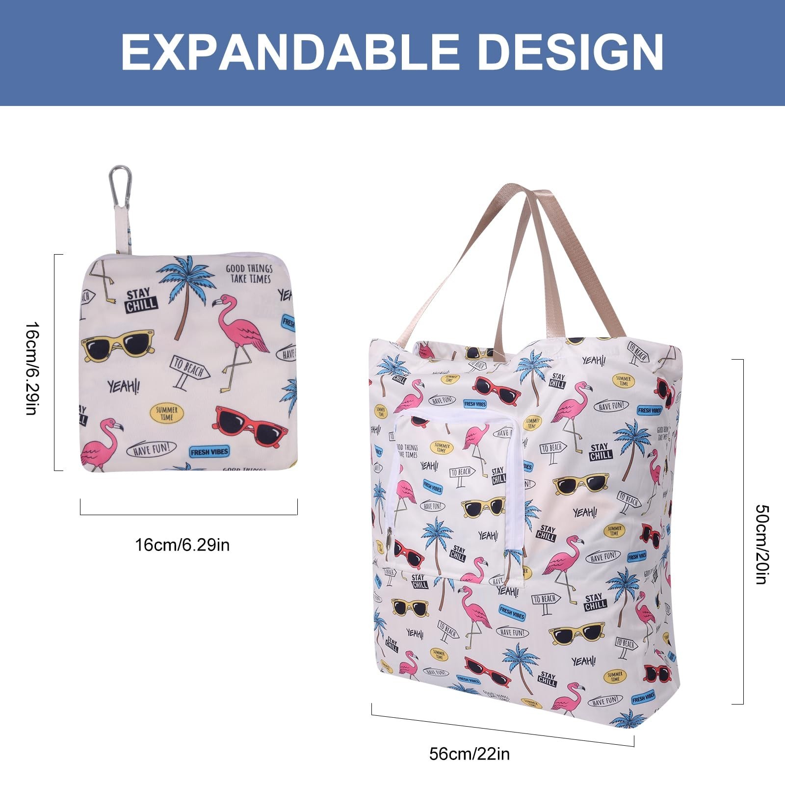 2 Pack Travel Laundry Bag with Handle and Drawstring, Expandable Foldable Dir…