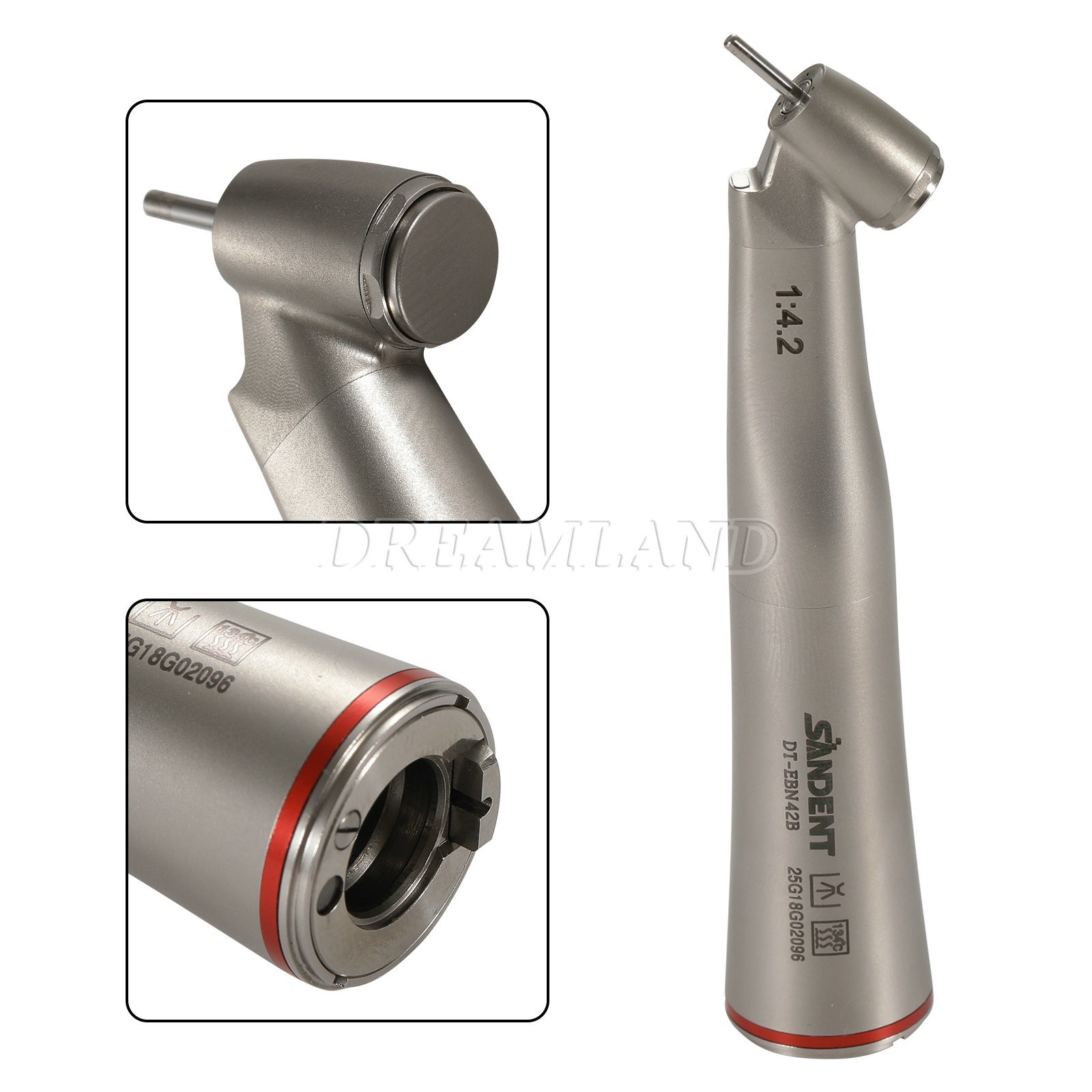 Dental 45° Angle inner Channel contra angle fiber optic LED 1:4.2 handpiece USA